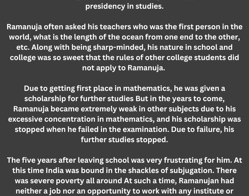 srinivasa ramanujan essay in 100 words in telugu